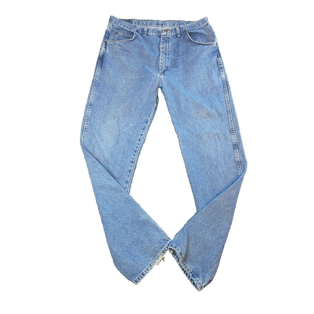Wrangler 96501DS Mens Blue Jeans 36x33 Light Wash Straight Leg USA Vintage